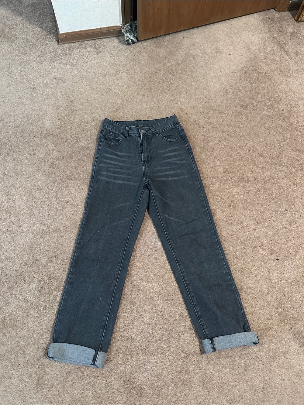 High-Rise Straight Leg Women's Jeans - Charcoal Black